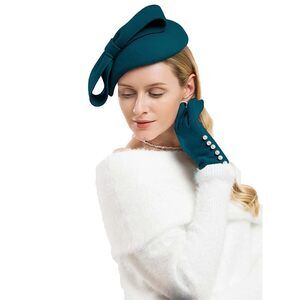 6647 Wool Felt Fascinator Hats For Women Ladies Elegant Cap Winter Wedding